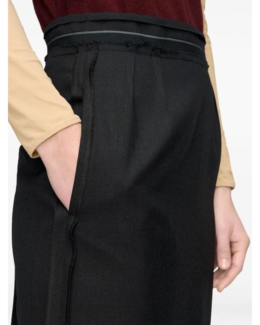 Maison Margiela Black Reversed Wool Midi Skirt
