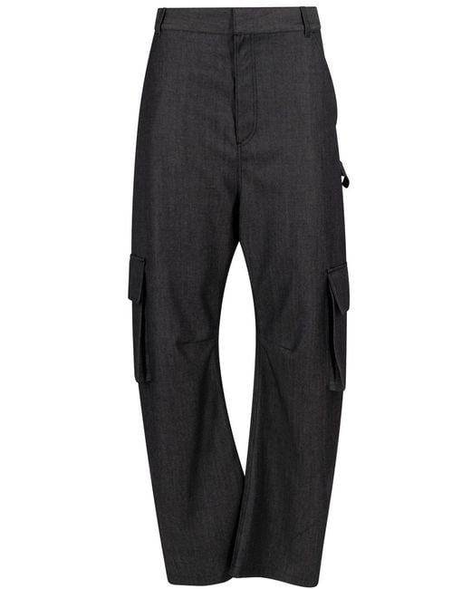 Balenciaga Blue Cargo Wool Pants With Tapered Leg