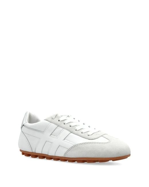 Hogan White Olympia Nappa Leather And Suede Sneakers