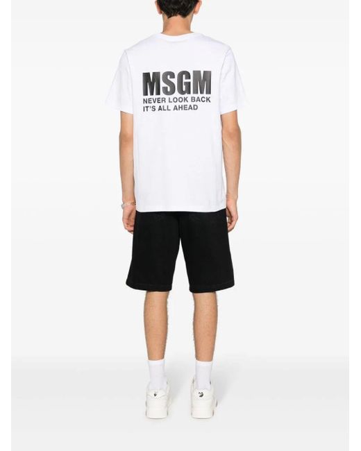 MSGM White T-shirt Logo for men