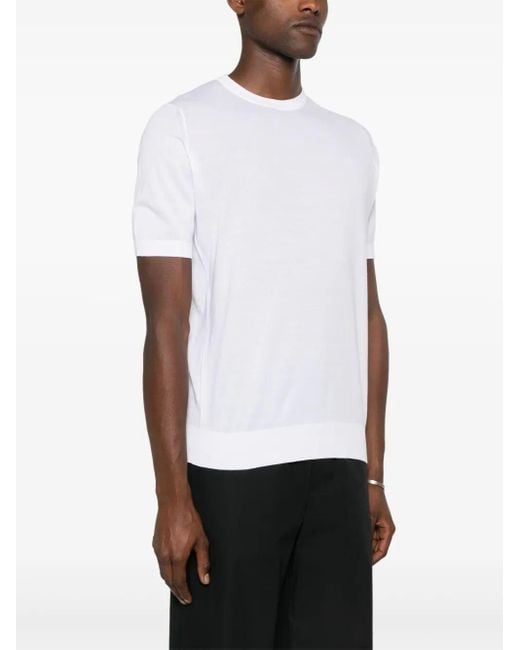 John Smedley White Kempton Fine Knit Cotton T-shirt for men