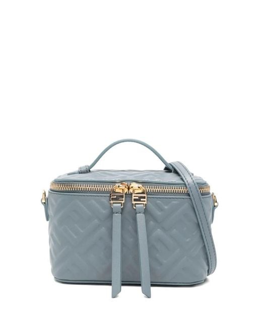 Fendi Blue Vanity Nappa Leather Bag With Ff Motif