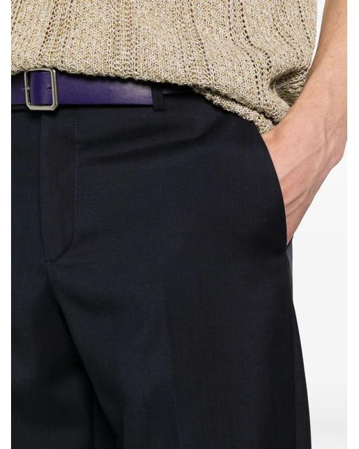 Fendi Blue Wool Canvas Tailored Trousers for men