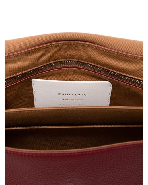 Zanellato Red Tumbled Leather Small Postina Daily Giorno Bag