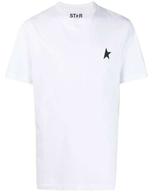 Golden Goose Deluxe Brand White Minimalist Short-Sleeve T-Shirt With Star Logo for men