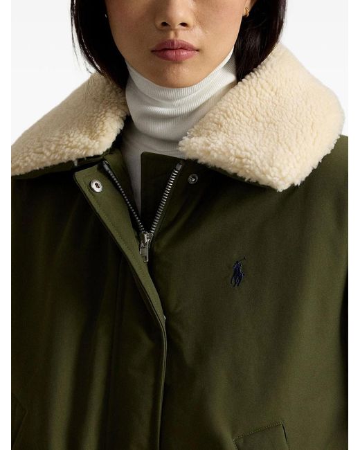 Polo Ralph Lauren Green Windjacket With Shearling Collar