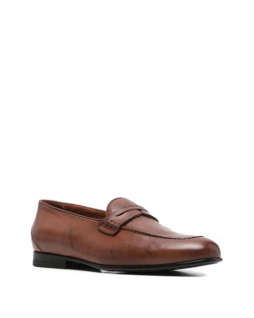Sturlini Brown Leather Penny Loafers for men