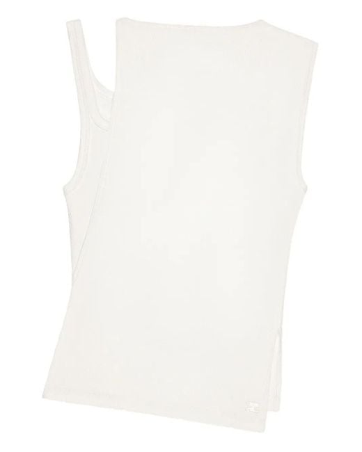 Courreges White Oblique 90`s Rib Top