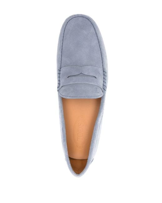 Tod's Gray Rubber Suede Loafer Shoes for men