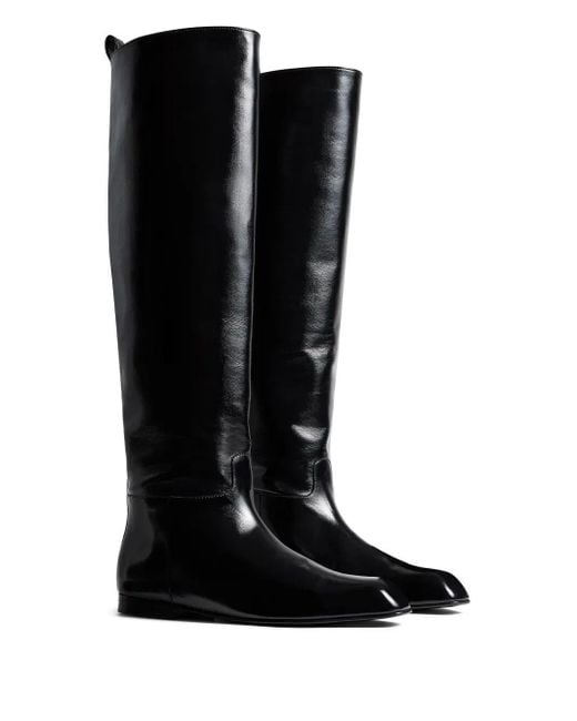 Khaite Black Leather Boots