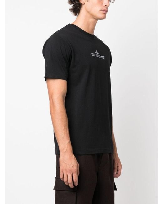 Stone Island Distressed Logo-print T-shirt In Black for men