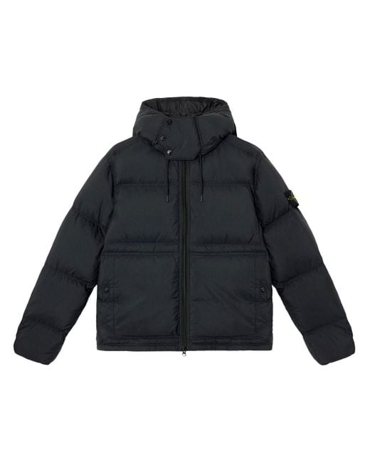 Stone Island Black Hooded Quilted Puffer Jacket for men