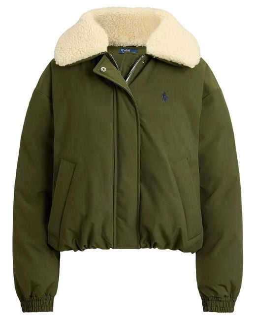 Polo Ralph Lauren Green Windjacket With Shearling Collar