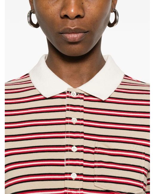 A.P.C. Red Raye Cotton Striped Polo Dress