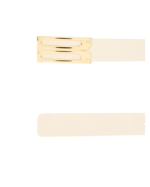 Victoria Beckham Natural Logo Buckle Solid Belt