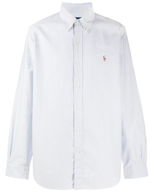 Polo Ralph Lauren White Oxford Shirt In Striped Cotton for men