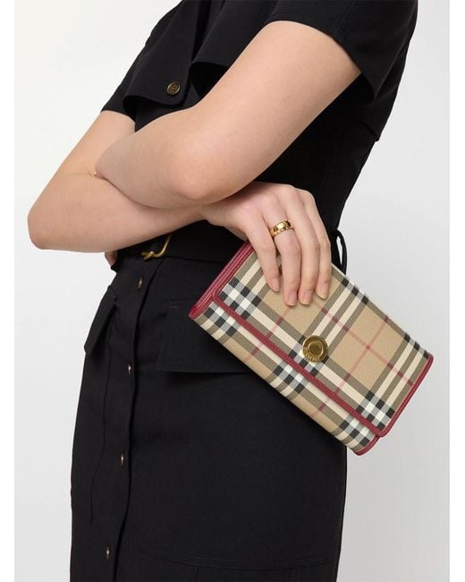 Burberry Natural Check Wallet With Chain Strap