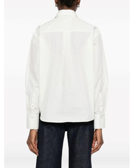 Victoria Beckham White Vb Embroidery Cropped Shirt
