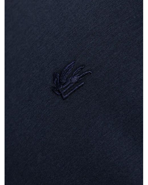 Etro Blue Crewneck Logo T-Shirt for men