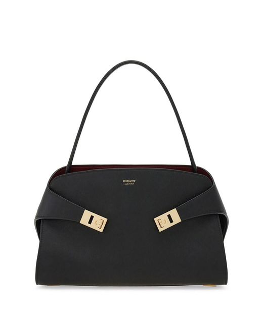Ferragamo Black Hug Soft Medium Bicolor Shoulder Bag