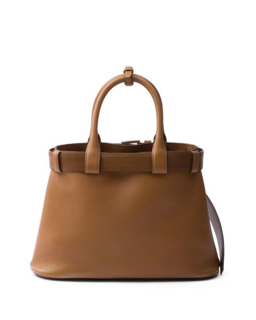 Prada Brown Buckle Medium Leather Handbag