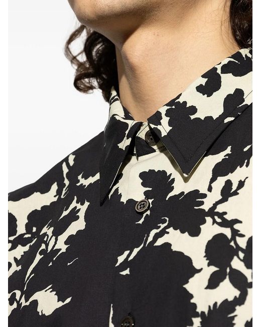Dries Van Noten Black Croom Patterned Cotton Shirt for men