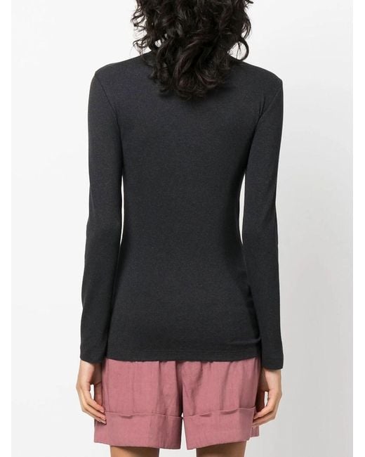 Brunello Cucinelli Black Long Sleeve Cotton T-shirt