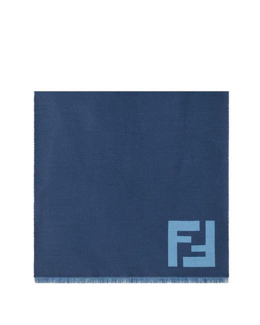Fendi Blue Ff Logo Scarf for men