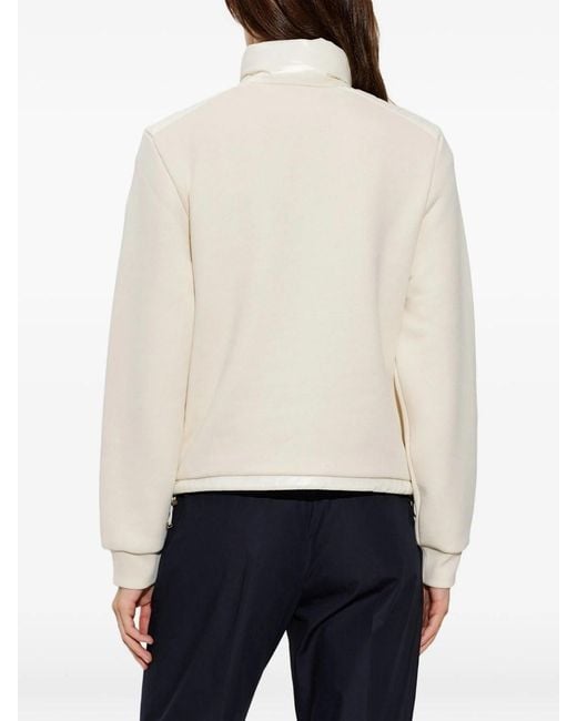 Moncler White Cotton Zip Hoodie With Nylon Front