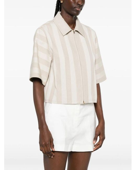 Fendi White Pequin Drill Cropped Jacket