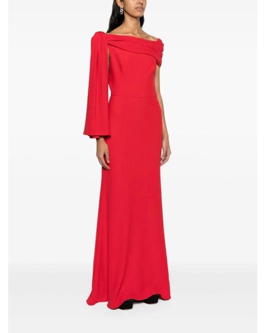 Alexander McQueen Red Draped Off-shoulder Dress Clothing