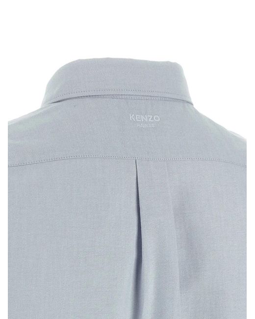KENZO Blue Oxford Cotton Shirt for men
