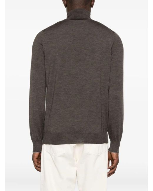 Brunello Cucinelli Gray Wool Blend Turtleneck Sweater for men