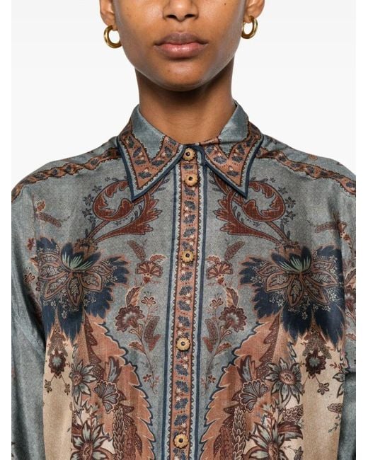Zimmermann Gray 'Ascension' Silk Shirt
