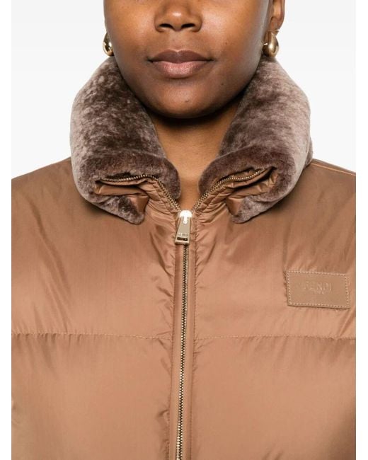 Fendi Brown High Collar Zip Front Jacket