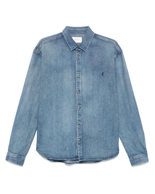 Saint Laurent Blue Cassandre Denim Shirt for men