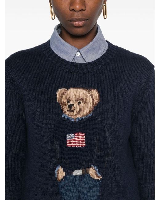 Polo Ralph Lauren Blue Polo Bear Cotton-linen Sweater