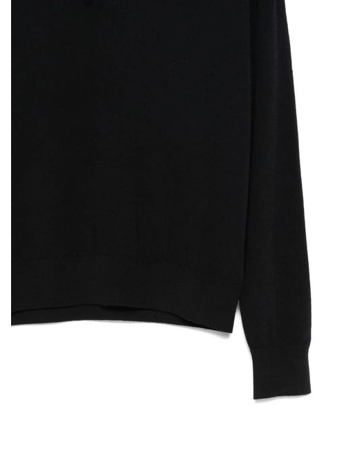 Zanone Black Wide Fit V Neck Polo Shirt