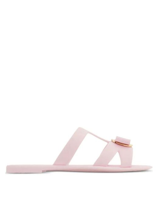 Ferragamo Pink New Vara Slide Sandals