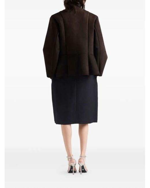Prada Black Chevron Wool Midi Skirt
