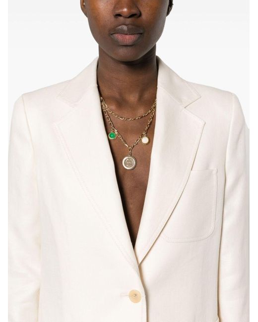 Max Mara White Single-Breasted Linen Blazer
