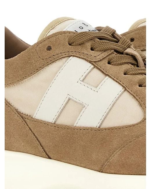 Hogan Brown Interactive Suede And Fabric Sneakers for men