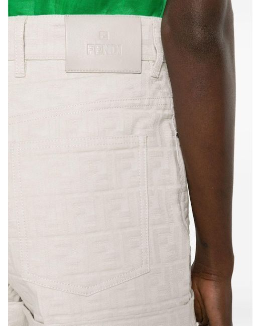 Shorts In Denim Ff di Fendi in White