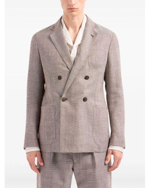 Giorgio Armani Gray Upton Line Double-breasted Jacket Clothing for men
