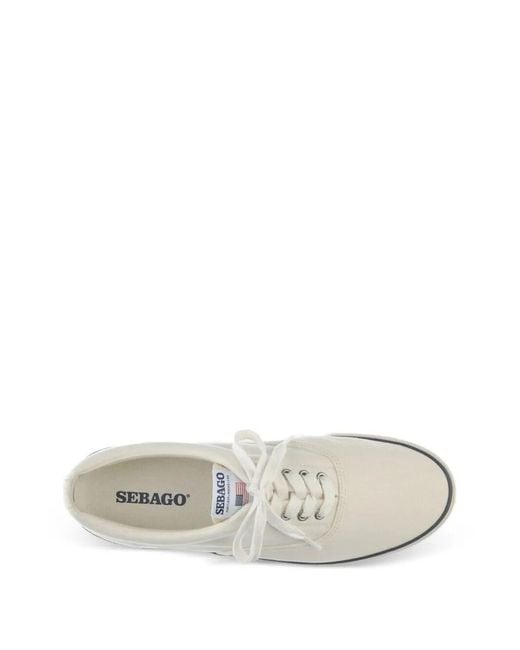 Sebago White Hurricane Deck Canvas Sneakers for men