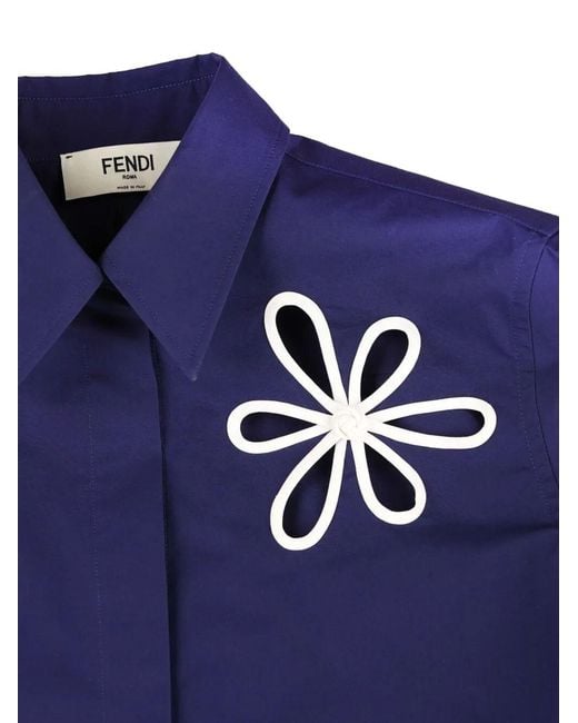 Fendi Blue Camicia Popeline