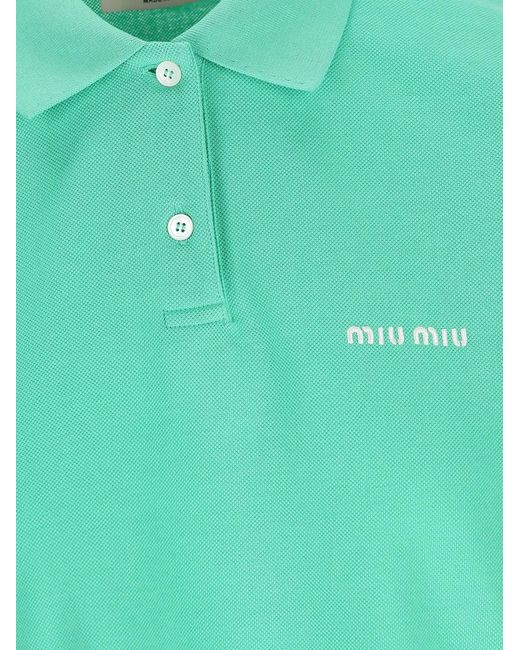 Miu Miu Green Cotton Piqué Polo Shirt