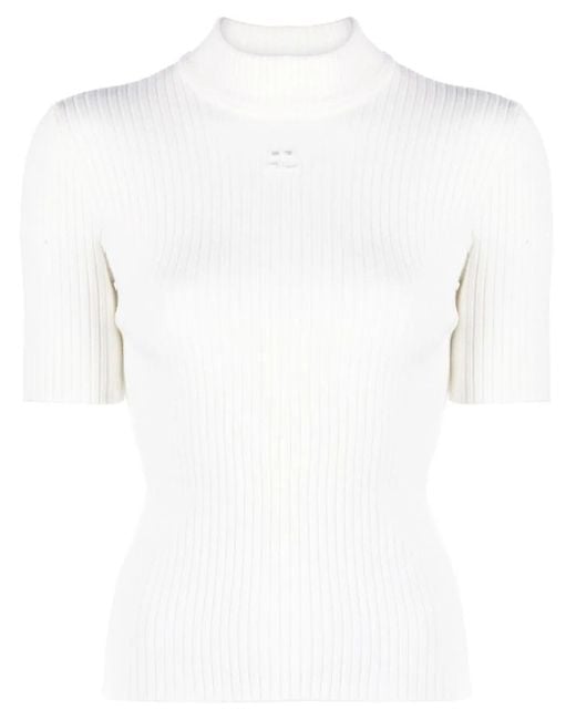 Courreges White Reedition Knit Ss Jumper