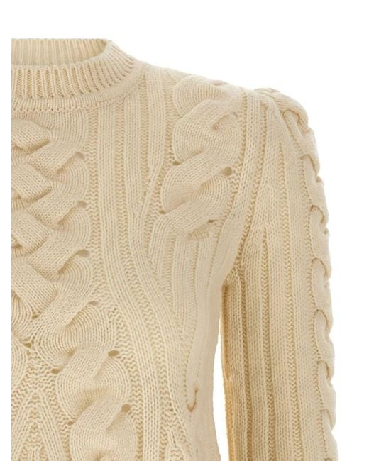 Alexander McQueen Natural 'Peplum Cable' Sweater