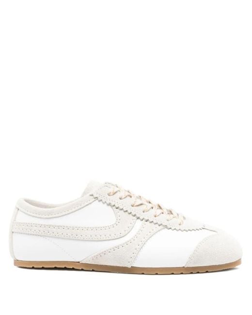 Dries Van Noten White Leather Sneakers With Suede Inserts